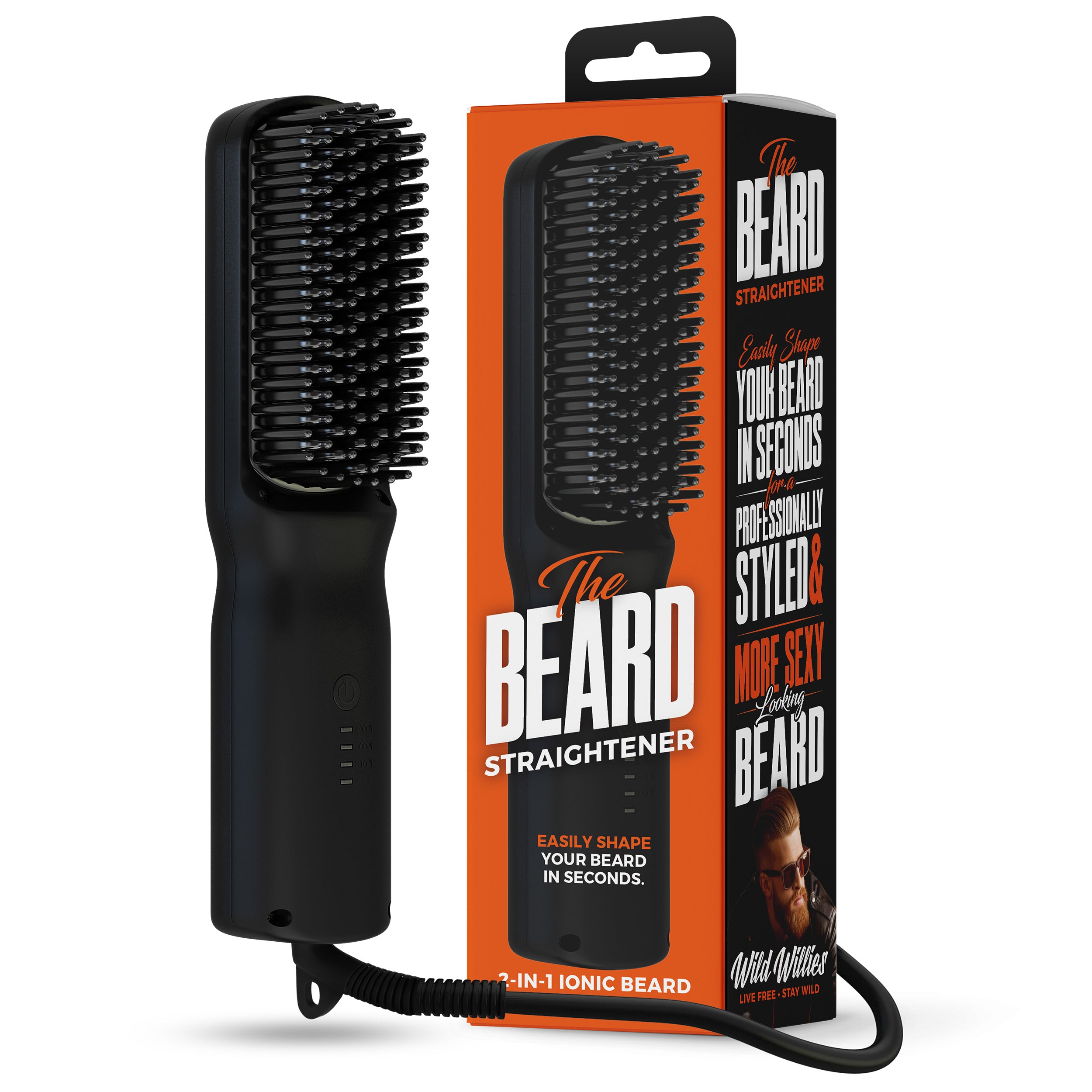 Wild Willies Beard Straightener, 2-in-1 Beard Straightening Brush